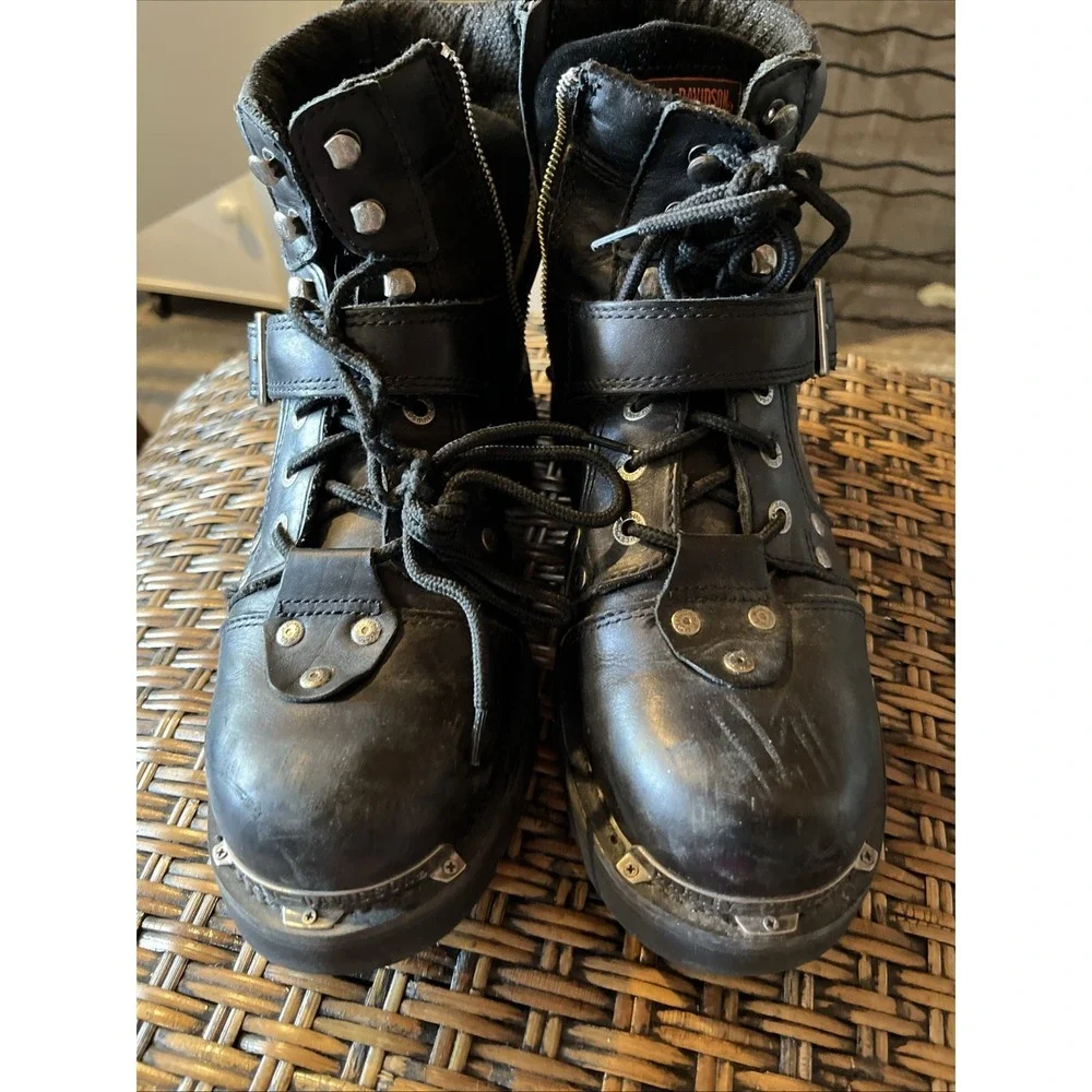 Vintage Harley Davidson Boots Men's‎  Brake Buckle Black Motorcycle Steel Toe 12